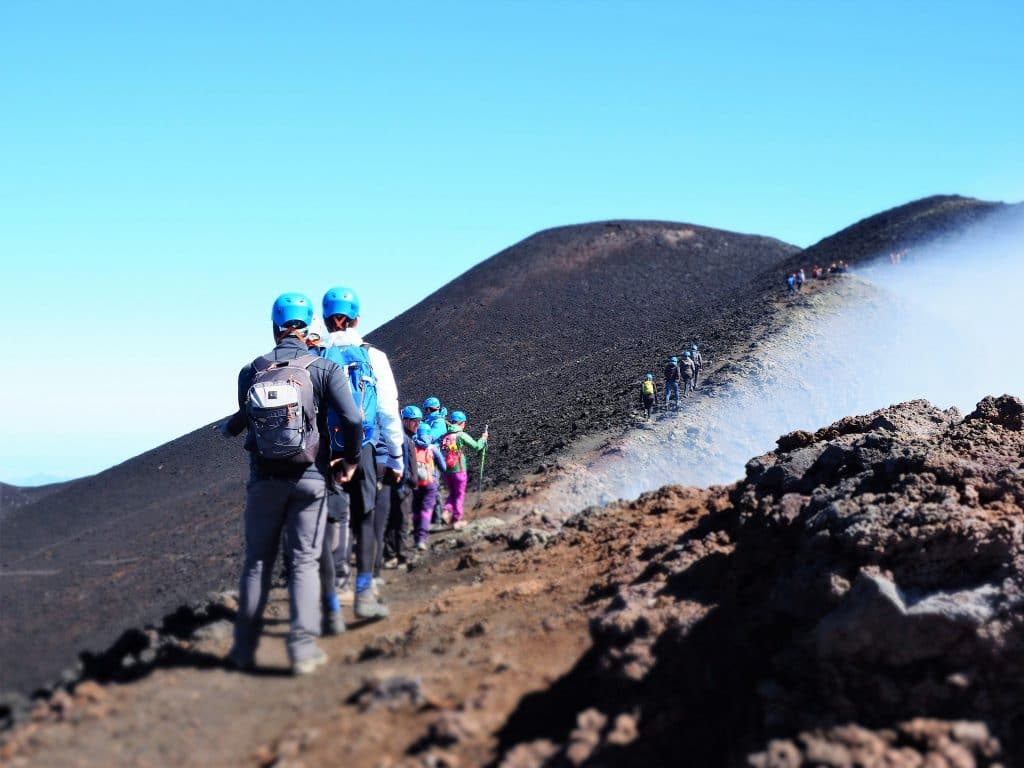 埃特纳火山上的桦树林和火山沙