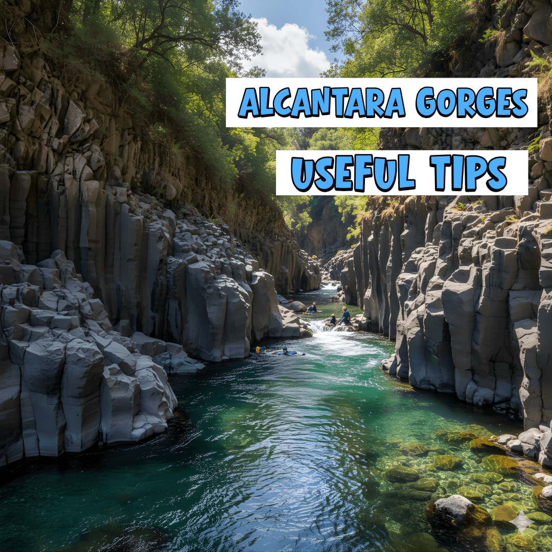 Alcantara Gorge Sicily with basalt walls and the Alcantara River