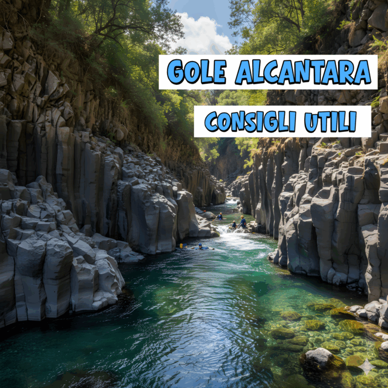 Gole dell’Alcantara, canyon lavico con pareti di basalto e fiume azzurro